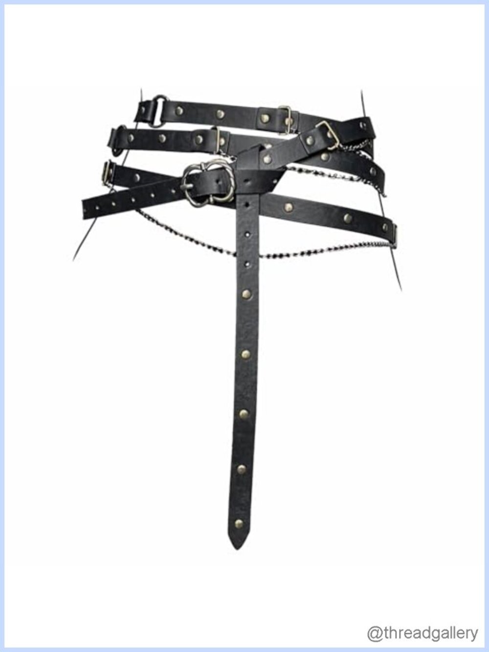 Faux Leather Metal Chain Thin Belt Vintage Adjustable Skinny Retro